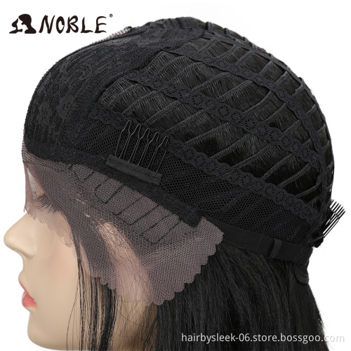 MAGIC Hair 24" Heat Resistant Fiber Hair Synthetic Wig Black Color Silk Straight Synthetic Lace Front Wigs for Black Women
